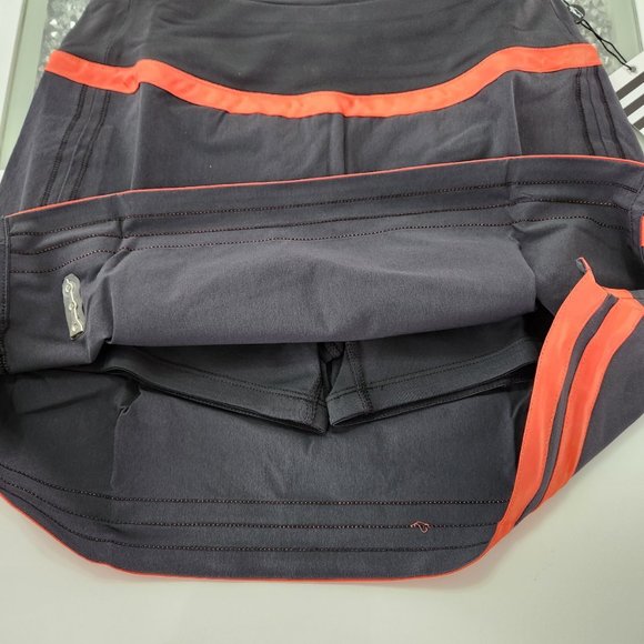 NWT - SAVE 80% OFF!!  SUPER CUTE BLACK SHORT SPORTS SKORT WITH ORANGE STRIPE - Picture 2 of 4
